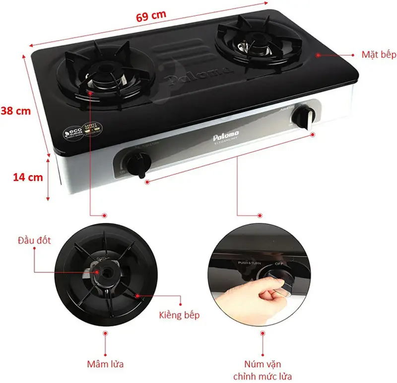 Kích thước Bếp gas Paloma PA-V72ES