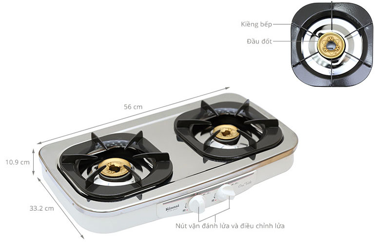 Kích thước của Bếp gas dương Rinnai RTS-2KD