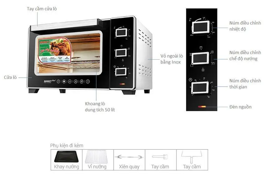 Chi tiết của lò nướng đa năng Sanaky VH-5099N2D
